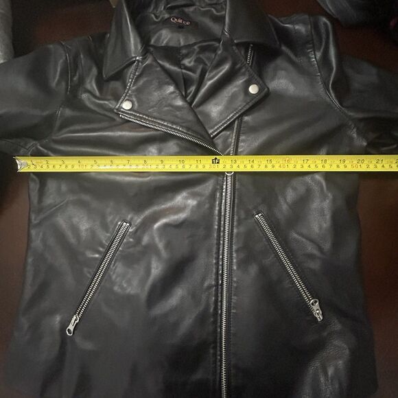 Quince Biker Jacket 100% Sheep Moto Leather Black - Women’s Large - Picture 14 of 15
